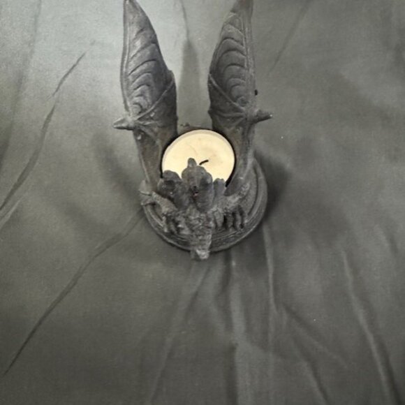 Fantasy Medieval Dragon Tea Light Candle Holder w Tea Light Candle Black - Picture 3 of 3